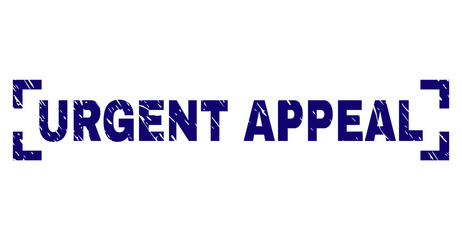 URGENT APPEAL text seal print with grunge style. Text caption is placed between corners. Blue vector rubber print of URGENT APPEAL with grunge texture.
