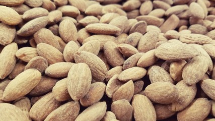 Almond nuts pile in close up
