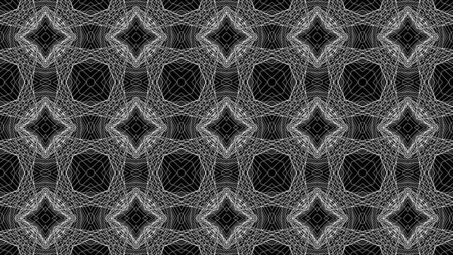 Black white kaleidoscope background. abstract animation. 3d render