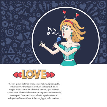 Vector decorative cover with singerl. Illustration on the theme of love, Valentine's Day