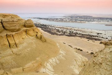 desert and lake view at El Fayoum oasis 