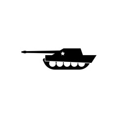 Military black tank black icon. concept of destroy, crawler course, heavy armament, military unit, cannon, shellproof. flat style modern graphic design simple element illustration on white background 