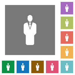 Businessman silhouette square flat icons