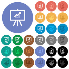 Fototapeta premium Presentation table with rising graph round flat multi colored icons