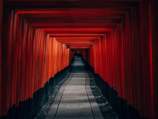 Poster Fushimi Inari Taisha - many torii in Kyoto, Japan © SmallWorldProduction