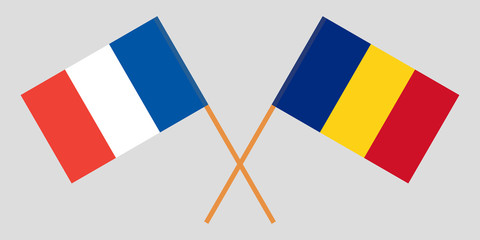 Romania and France. The Romanian and French flags. Official proportion. Correct colors. Vector