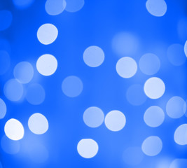 Krasnodar, Russia-December 15, 2018. Blue bokeh. Bright lights of a garland.