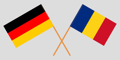 Romania and Germany. The Romanian and German flags. Official proportion. Correct colors. Vector