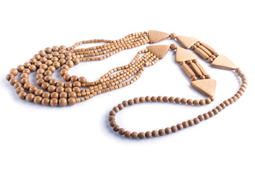 juniper wooden beads isolated on white background