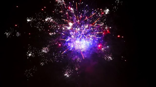 Beautiful fireworks show on New Year celebration. The greatest fireworks for background. Magnificent holiday fireworks in celebration concept