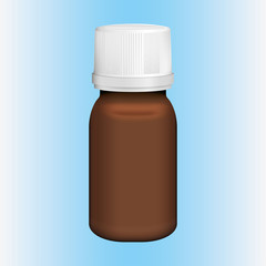 Illustration of an object item bottle dropper of cosmetics or medicine, amber, perspective. Ideal for product catalogs and cosmetic hygiene information