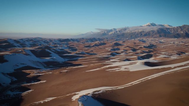Aerial Drone Video of The Winter Landscape at The Great Sand Dunes in Alamosa, Colorado