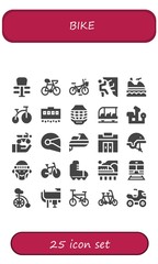 Vector icons pack of 25 filled bike icons © Anna