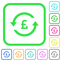 Pound pay back vivid colored flat icons