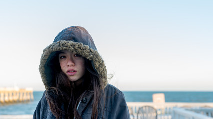 Young Asian-American at North Carolina Beach in winter © David