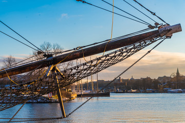 Bugnetz Segelschiff Stockholm