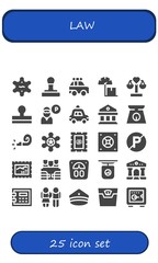 Vector icons pack of 25 filled law icons