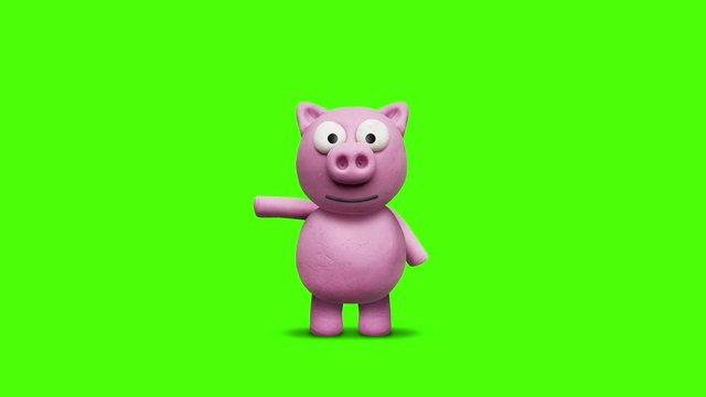 Glücks-Schwein, winkt – Animation aus Knete