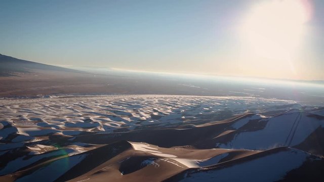 Aerial Drone Video of The Winter Landscape at The Great Sand Dunes in Alamosa, Colorado