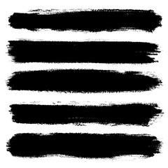 Hand drawn striped pattern. Monochrome horizontal ink brush strokes texture. Stripy background.