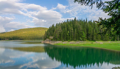 Fototapeta na wymiar The magnificent Black Lake is located in the National Park Durmitor in the north of Montenegro.