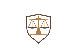 Balance scales in shield Logo Design