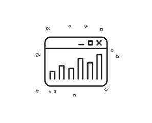 Marketing statistics line icon. Web analytics symbol. Browser window sign. Geometric shapes. Random cross elements. Linear Marketing statistics icon design. Vector