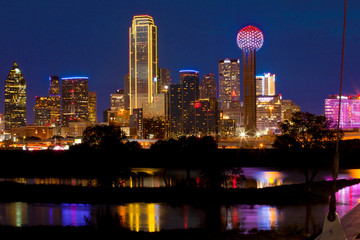 Downtown Dallas Texas reflecting in the Trinity River