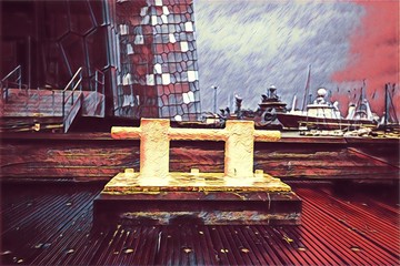 Yellow Boat tie anchor Illustration 