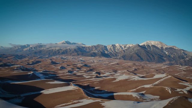 Aerial Drone Video of The Winter Landscape at The Great Sand Dunes in Alamosa, Colorado