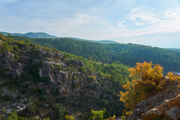 Mountains near Alanya, Turkey under a cloudy sky. 