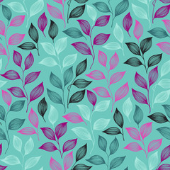 Wrapping tea leaves pattern seamless vector illustration.