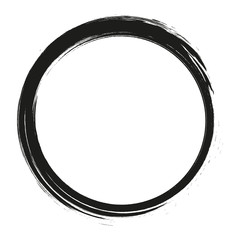 vector brush strokes circles of paint on white background. Ink hand drawn paint brush circle. Logo, label design element vector illustration. Black abstract grunge circle. Frame.
