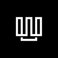 Elegant Modern Black and White Color Letter W Initial Based Icon Logo Design - Vector