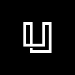 Elegant Modern Black and White Color Letter U Initial Based Icon Logo Design - Vector