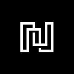 Elegant Modern Black and White Color Letter N Initial Based Icon Logo Design - Vector