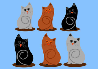 cute vector cats stay in order