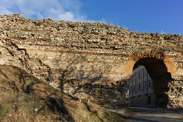 Fototapeta premium The Western gate of Diocletianopolis Roman city wall, town of Hisarya, Plovdiv Region, Bulgaria