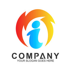 letter i logo with thunder in circle shape