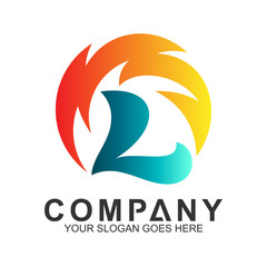 letter L logo with thunder in circle shape