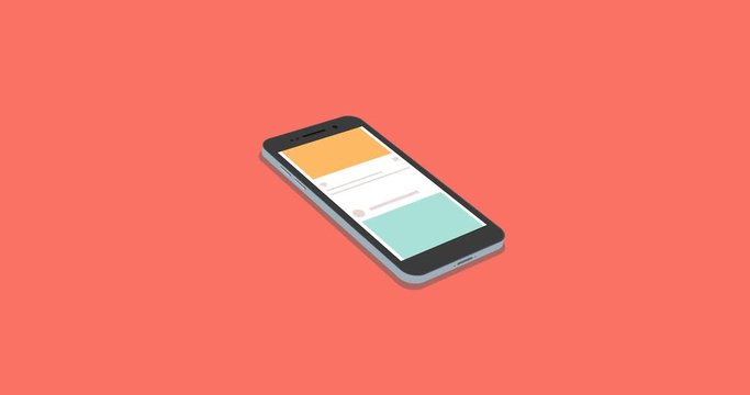 isometric concept smartphone with social network