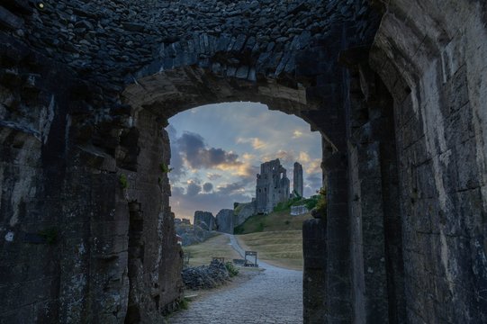 Castle ruin, Corfe Castle, England, Great Britain