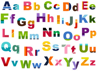 Colorblock alphabet letters. Colorful typography for scrapbooking, cards, logos, web elements, backgrounds and more. Colorblocked type. Colourblock. Colourblocked letters.