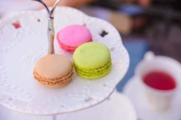 Pink, Green and Brown macarons for relaxing time