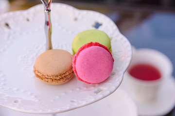 Pink, Green and Brown macarons for relaxing time