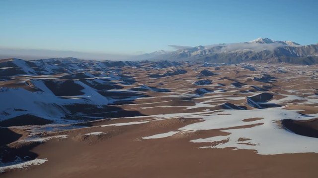 Aerial Drone Video of The Winter Landscape at The Great Sand Dunes in Alamosa, Colorado