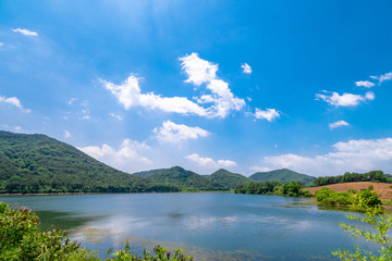 Fototapeta na wymiar Summer reservoir scenery