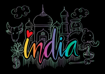 Hand Drawn Symbols Of India