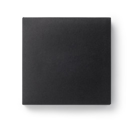 Black paper box isolated on white background, Top view.