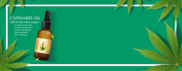 Marijuana plant and cannabis oil drop vector.